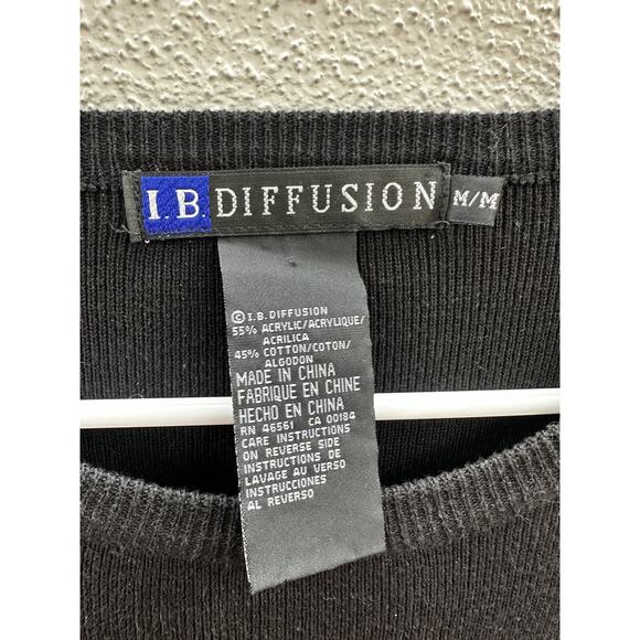 IB Diffusion Womens Sweater Size Medium Black Beaded Sequin Design Vintage - Picture 4 of 10